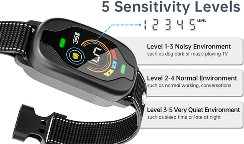 Smart Dog Bark Collar for Training, 5 Adjustable Sensitivity Beep Vibration Shock for Large Medium Small Dogs
