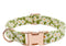 Metal Buckle Dog Collar, Durable Adjustable Soft Collar for Small Medium Large Dogs (003-Green Flower, S, 10-14in)