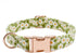 Metal Buckle Dog Collar, Durable Adjustable Soft Collar for Small Medium Large Dogs (003-Green Flower, S, 10-14in)