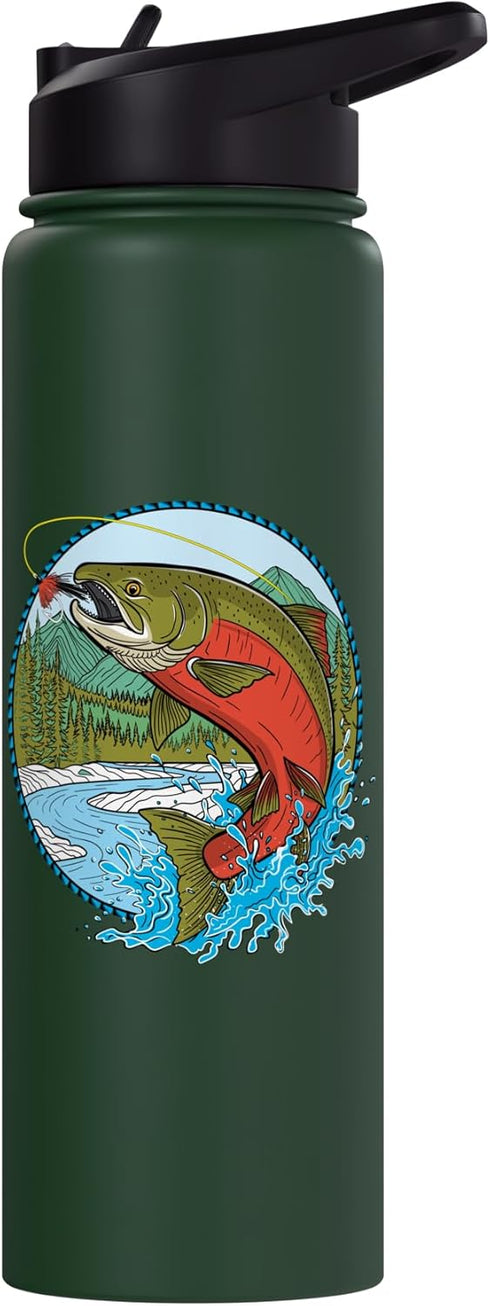 Trout Fly Fishing Tying Salmon Fisherman Sockeye Salmon Graphic For Fly Fishing Fisherman Stainless Steel Insulated