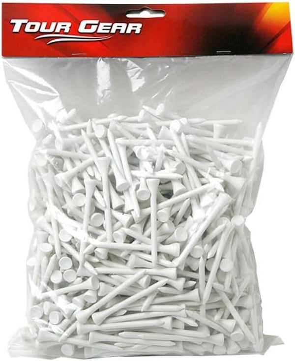 Hireko Tour Gear Wood Golf Tees White, Assorted Sizes 2-3/4 inch or 3-1/4 inch Tall, 100, 500 Bulk Packs