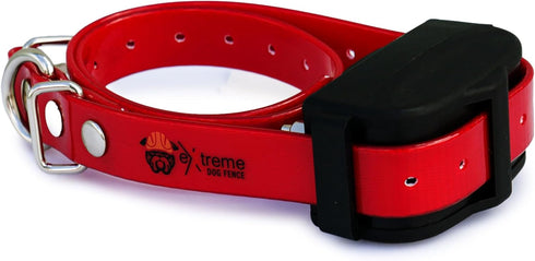 Heavy Duty Red 3/4" TPU Coated Nylon Replacement Dog Collar Strap with Metal Buckle for Shock, Bark, Electric +