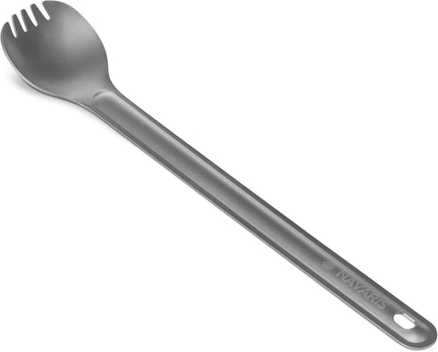 Navaris Long Handle Titanium Spork - 8.4" Metal Utensil for Backpacking and Camping, Lightweight