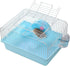Pet Hamster Cage with Running Wheel Water Bottle Food Basin Portable Carrier House Mice Home Habitat for Going Out, Traveling (Blue)