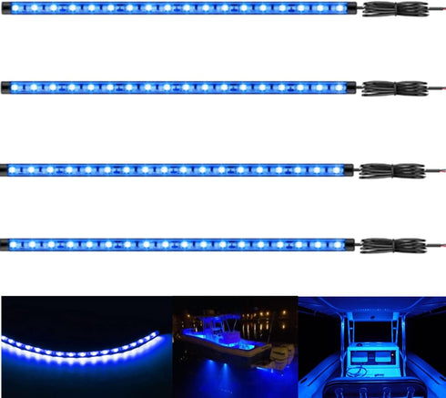 Vbakor Boat Led Strip Lights, 4 Pcs 24'' Marine Interior Courtesy Deck Navigation