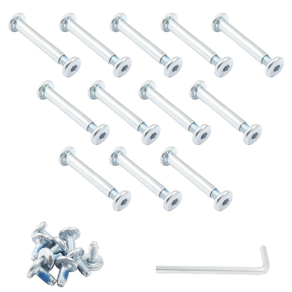 Luomorgo 12 Sets Inline Skate Wheel Screw, 6mm/15/64" OD Shaft Hex Socket Axles with Allen Wrench (Long)