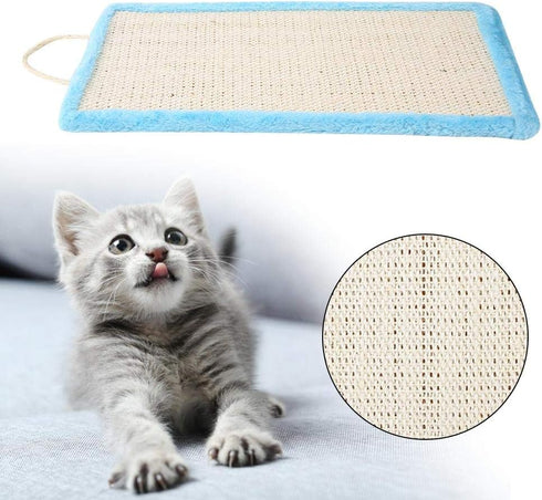Ichiias Cat Scratching Post Blue - Sisal Hanging Kitten Catnip Scratcher Claw Board Pet Toy Accessory