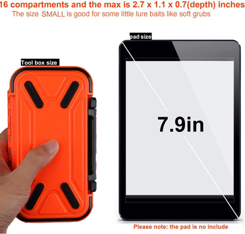 Goture Small Tackle Box, Waterproof Fishing Lure Boxes Tackle Box Bait Plastic Small Storage Case Accessories Containers Orange SMALL 6.3'' X 3.5'' X 1.7'' by Goture