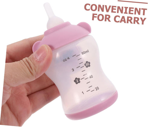 Set 2.7Oz POPETPOP Pet Nursing Bottle with Measurement Scale Soft Silicone Nipples and Cleaning Brush for Puppy Kitten