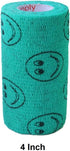 Vet Wrap Tape (Teal with Smiles) (2 Pack) (2 Inch x 15 feet) Self-Adhesive Cohesive Flex Bandage for Pets