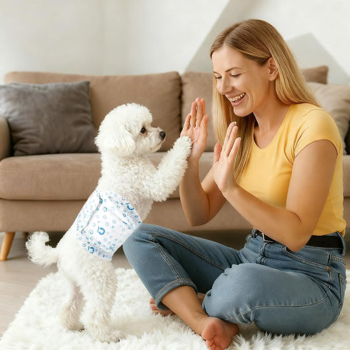 Jaoruizer 90 Count 11-16.5 inch Dog Diapers Male, Disposable Small Male Dog Wraps Super Absorbent Puppy Doggie Diapers