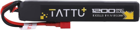 Tattu 11.1V LiPo Airsoft Stick Battery - 3S 1200mAh 25C Battery Pack with T Connector