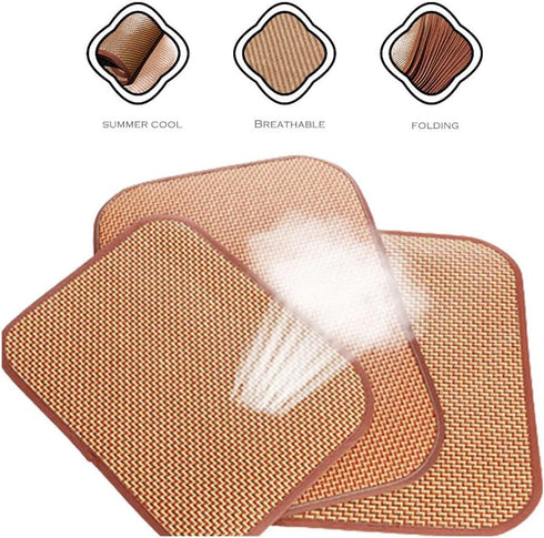 2 Pack Cat Cooling Mat, Self Cool Pad for Summer, Bamboo Rattan Woven Sleeping Rest Mats for Pets, 35x50cm