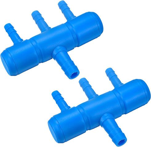 uxcell 2Pcs 8mm to 5.5mm 3 Ways Air Line Tubing Splitter Connector for Aquarium, Fish Tank Oxygen Pipe Adapter, Blue