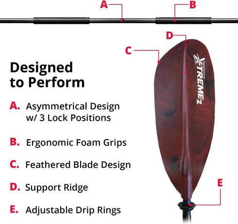 SeaSense Xtreme Kayak Paddle, 84” - 2-Piece Construction with Fiberglass Reinforced Nylon Blades for Sport & Fishing