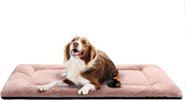 Dog Beds Crate Pad for Extra Large Dogs, Ultra Soft Washable Anti-Slip Kennel Pad, Pink, 48inch