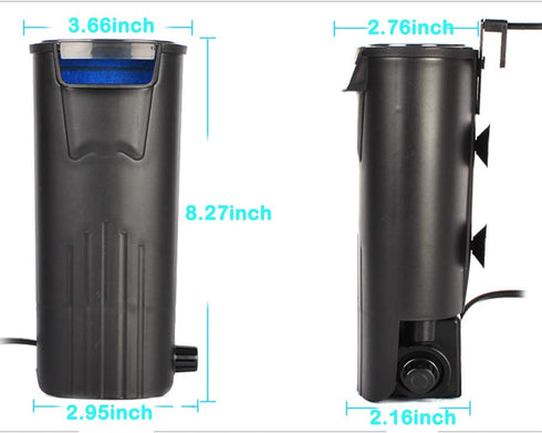 Aquarium Turtle Filter, Waterfall Flow Pump for Reptiles Tank, Low Level Waterfall Filter for Small Fish Tank Turtle