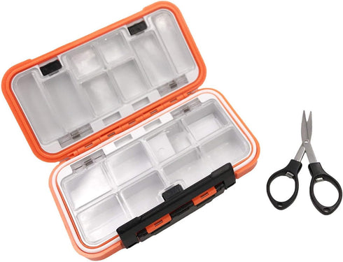 Waterproof Fishing Lure Box, Spoon Hooks Baits Storage Tackle Box for Casting, Fly Fishing, Orange-Medium
