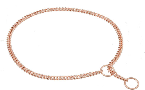 Alvalley Adjustable Metal Chain Dog Show Collar, Fine Curved Slip Collar for Toy to Extra Large Dogs (Rose Gold, 20in,