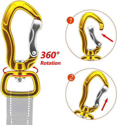 360º Swivel Locking Carabiner 2" for Securing Pets, Dog Leash and Harness, Camping, Hiking, Keychains (2 Pack)