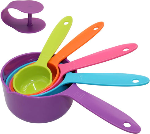 Rypet Pet Food Scoop Set of 5, Measuring Cups and Spoons Set for Dog, Cat, and Bird Food, Random Color