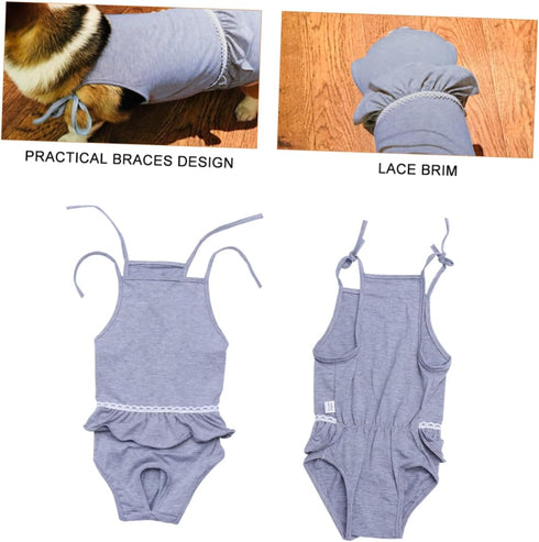 3pcs One-Piece Dog Period Pants Underwear for Female Dogs Light Grey Absorbent Diaper Design for Menstrual Care Keeps