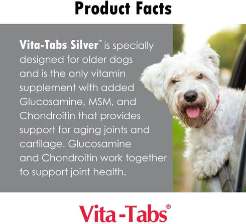 Vita-Tabs Silver, Vitamins, Minerals, Nutrients for Senior Dogs, 100 Chewable Tablets