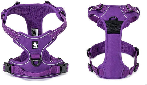 TRUE LOVE TLH5651 Adjustable No-Pull Dog Harness, Reflective Pup Vest, Comfortable Control, Brilliant Colors (Purple, L)