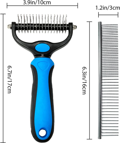 Shudyear Dog Grooming Brush and Metal Comb, Cat Brush Deshedder for Long Matted Haired Pets