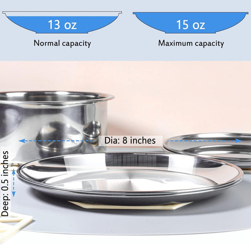 Stainless Steel Cat Dishes - Food and Water Bowls for Small and Medium Pets, Relief of Whisker Fatigue - 2 Sets