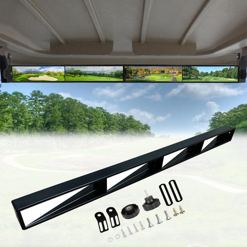 Universal Golf Cart Mirror, 4 Panel Rear View Mirror for EZGO, Club CAR, Yamaha