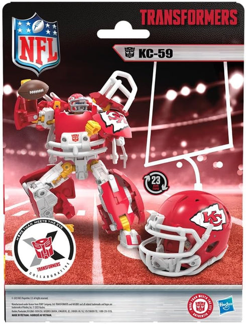 KC-59, 5.5-Inch 8+ Transformers NFL Kansas City Chiefs Action Figure Changes from Robot to Helmet, Football Toys