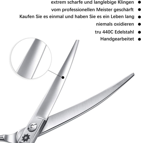 Grooming Pet Shear, 6.5 Inch Downward Curved Scissors for Cat and Small Dog Trimming, Designed for Professional Groomers
