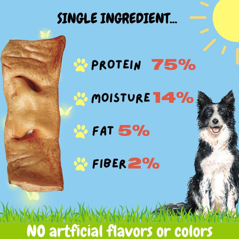 BULLYSTICKS & MORE 8-10 Inch Smoked Beef Cheek Snouts for Dogs (Extra Thick-3 Count) - No Hide Bones for Dogs