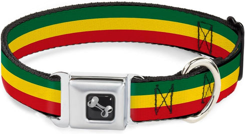 Buckle-Down Rasta Dog Collar - 1" Wide - Fits 15-26" Neck - Large Seatbelt Buckle