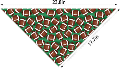 American Football Dog Bandana - Touch Down Rugby Game Day Adjustable Triangle Bibs for Pets