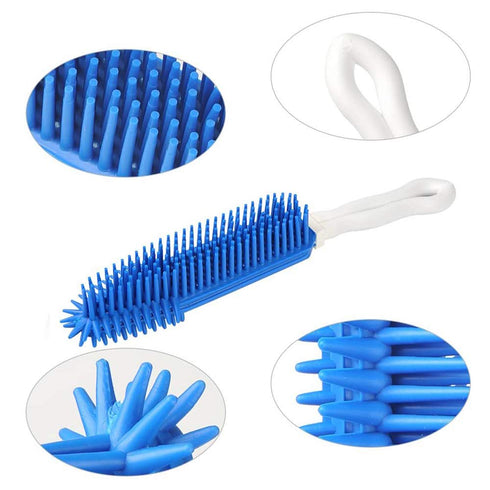 2 Pack Pet Hair Remover Rubber Portable Fluff Cleaner for Carpet Clothes Furniture Sofa Leather Car Seat Also Used as Dog Cat Bath Brush with Massage Effect (Green + Blue)