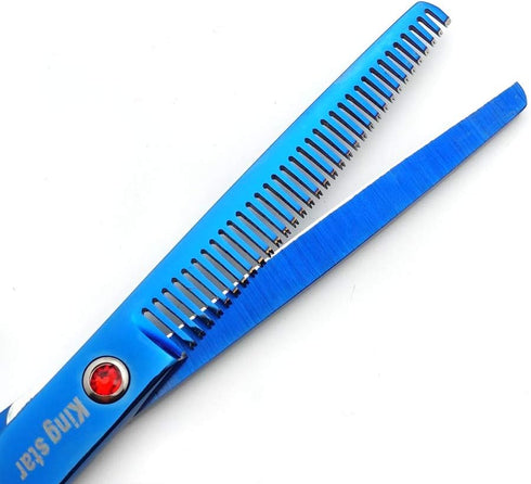 7.0in Titanium Professional Pet Grooming Scissors Set, 3pcs Straight & Thinning & Curved for Dog Grooming
