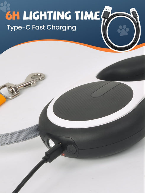 Douexio Upgrade Retractable Dog Leash with LED Flashlight for Small Medium Dogs Up to 66 lbs, Anti-Slip Handle
