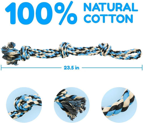 XL Dog Rope Toy for Aggressive Chewers - Dog Toy, Benefits Non-Profit Dog Rescue, Large Dog Toys, Durable Dog Toys for Aggressive Chewers, Nearly Indestructible Dog Toys for Aggressive Chewers, Blue