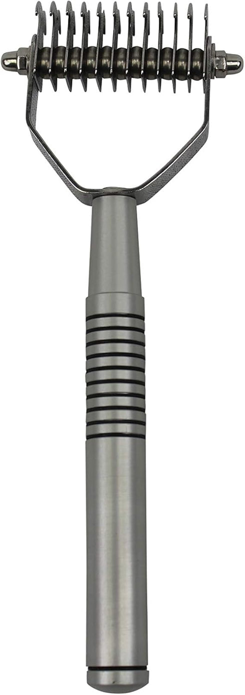 Professional Pet Grooming Undercoat Shedding Dematting Rake - 12 Teeth Wide for Effective Grooming