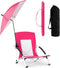 GYMAX Beach Chair with Umbrella, 330lbs Folding Low Beach Chairs with High