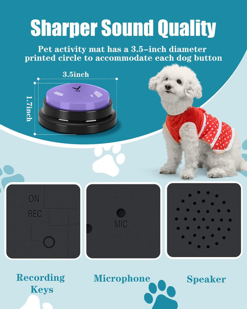 Dog Buttons for Communication, 9 Pcs Talking Button Set, 30s Voice Recording, Pet Speech Training Buzzers with Stickers