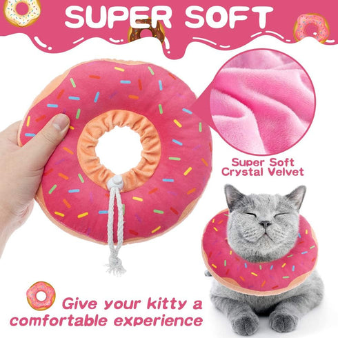 BINGPET Cute Donut Recovery Collar for Cats and Puppies, Soft Adjustable Protective E Collar After Surgery