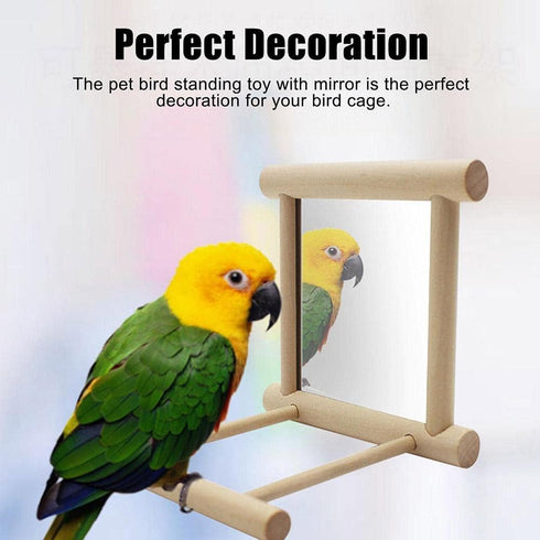 Generic (1PCS) Wooden Bird Mirrors Bird Swing, Parrot Cage Toys, Swing Hanging Play with Mirror for Small Birds Greys