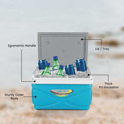 Picnic Cooler 4.5 Liter Hard Cooler, Portable BPA Free Coolbox Keeps Contents Cool for 48 Hours (Orange)
