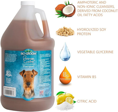Bio-Groom Bronze Lustre Dog Shampoo, Color Enhancing Pet Shampoo, Cruelty-Free, Made in USA, Coat Brightener Shampoo