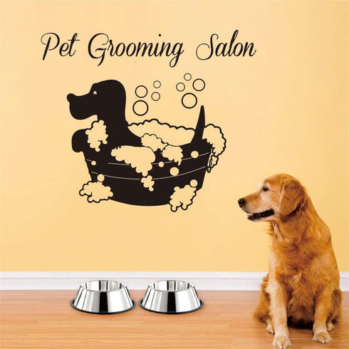 Pet Wall Sticker - Removable PVC Decals for Grooming Salon, Create a Playful Atmosphere (Black, 22"x18")