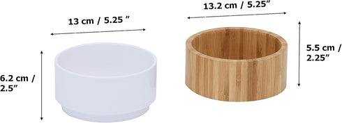 Billie Elevated Ceramic Pet Bowl with Bamboo Stand - Brown