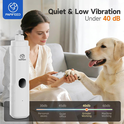 3-Speed Trimmer PAPIFEED Dog Nail Grinder with LED Light, Ultra Quiet Electric Nail File for Small Medium Large Dogs